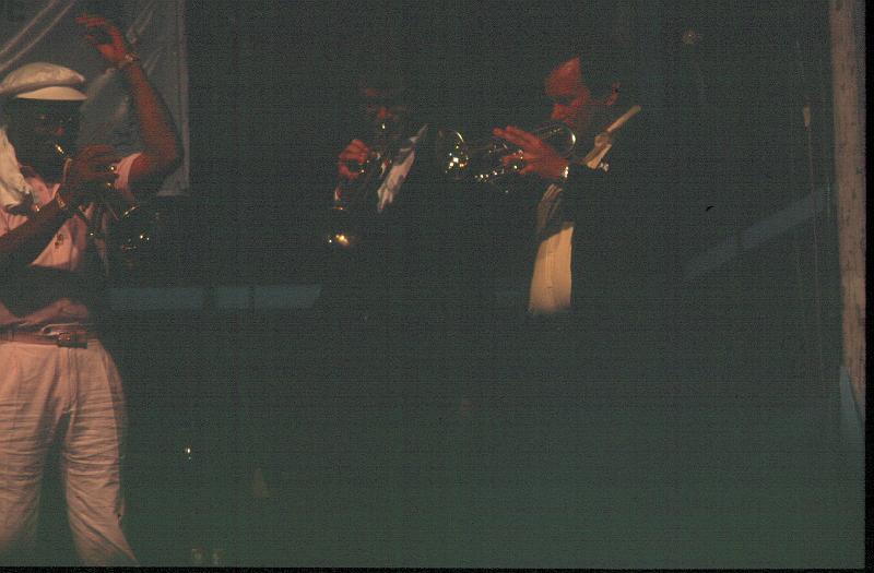 1988-33.jpg - 19.07.1988 Garden Stage
Newport Jazz Festival All Stars:
Clark Terry, Randy Sandke (?), Warren Vaché